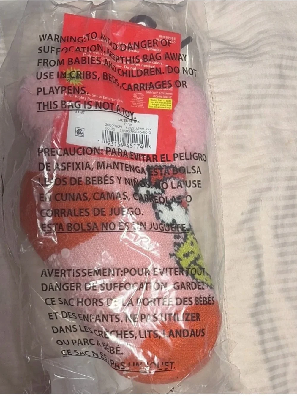 The Grinch Kids Pink & Orange Fuzzy Home Socks